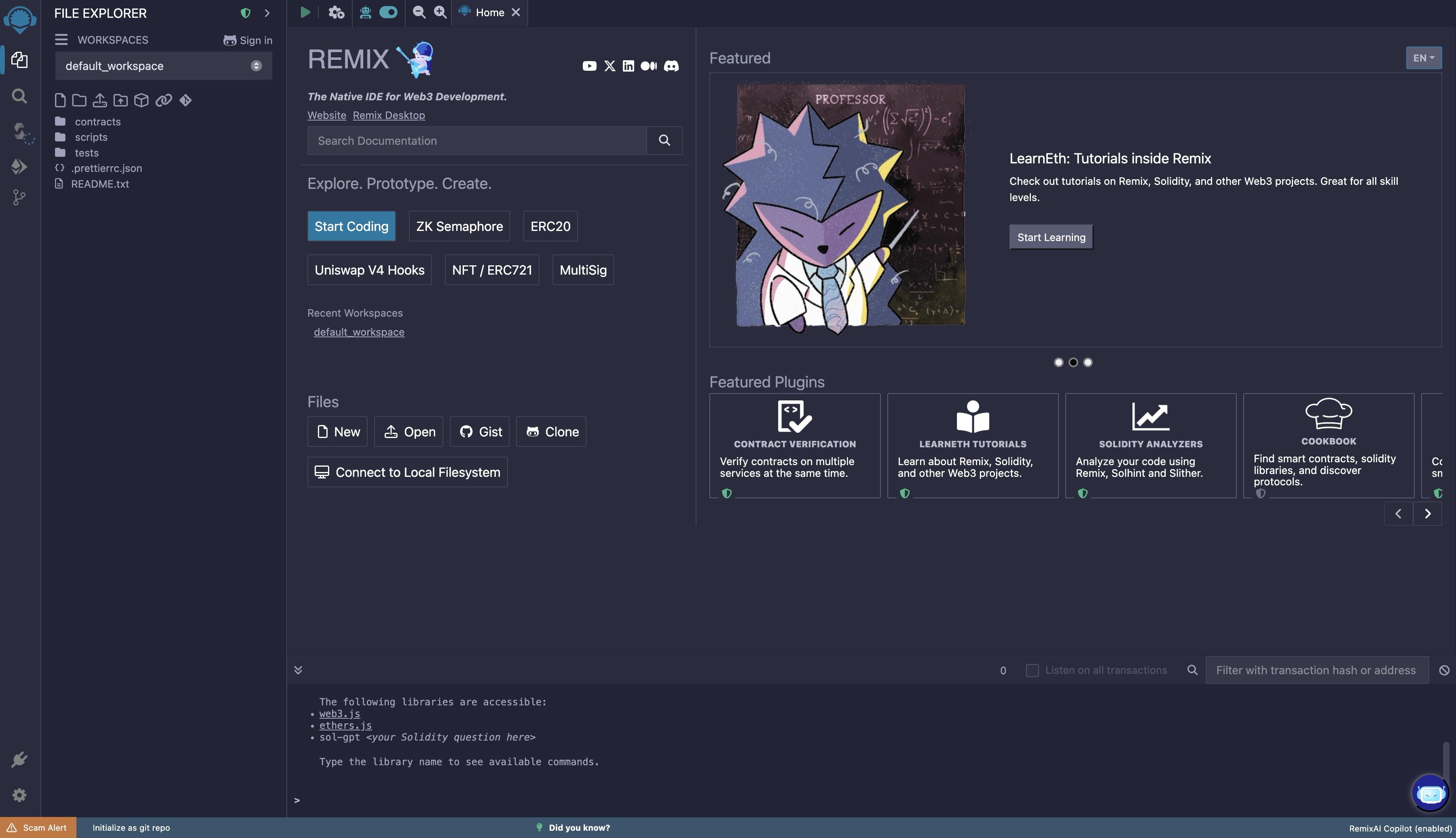 Remix IDE homepage